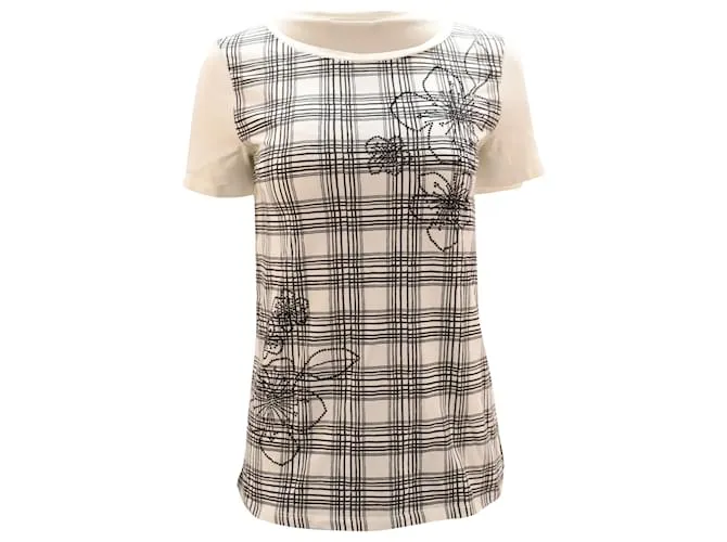 Camiseta Weekend Max Mara Plaid en algodón estampado blanco 