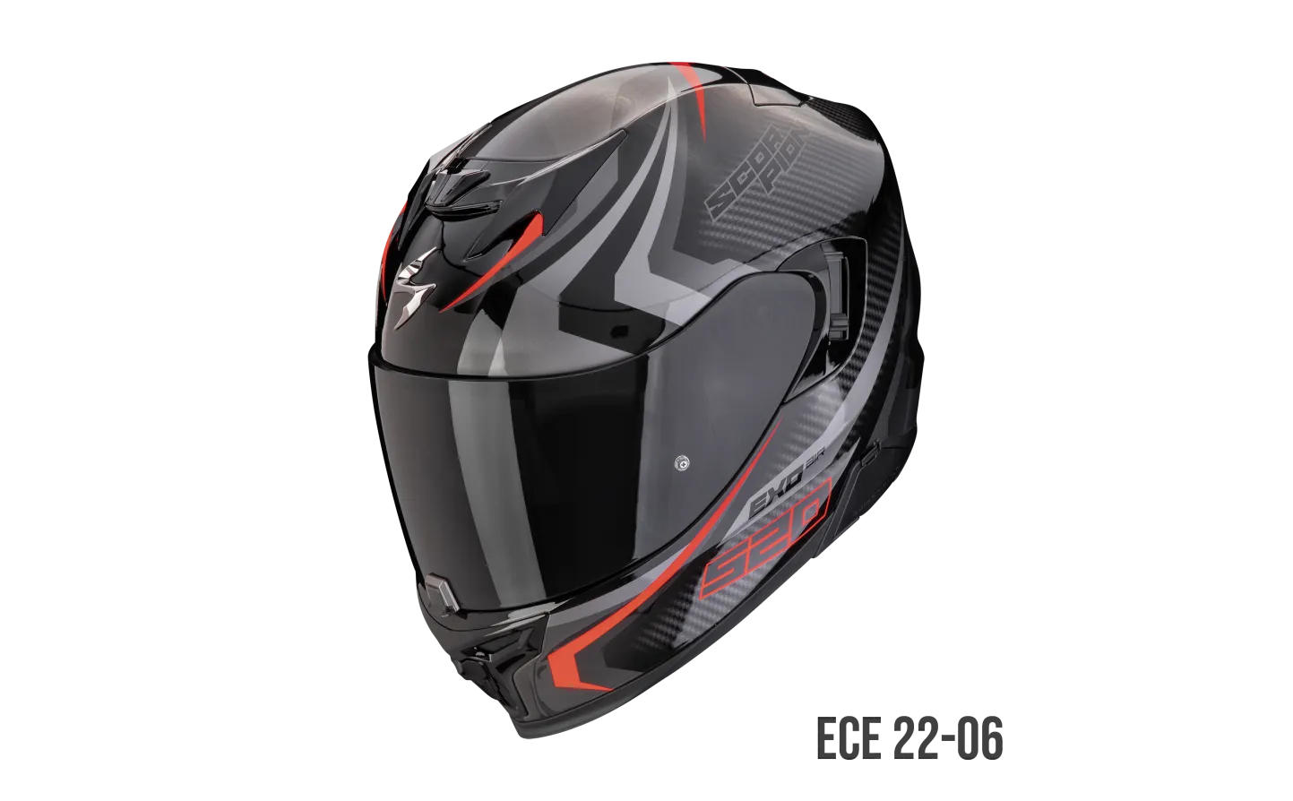 CASCO SCORPION EXO520 EVO AIR TERRA NEGRO PLATA ROJO |172449163|