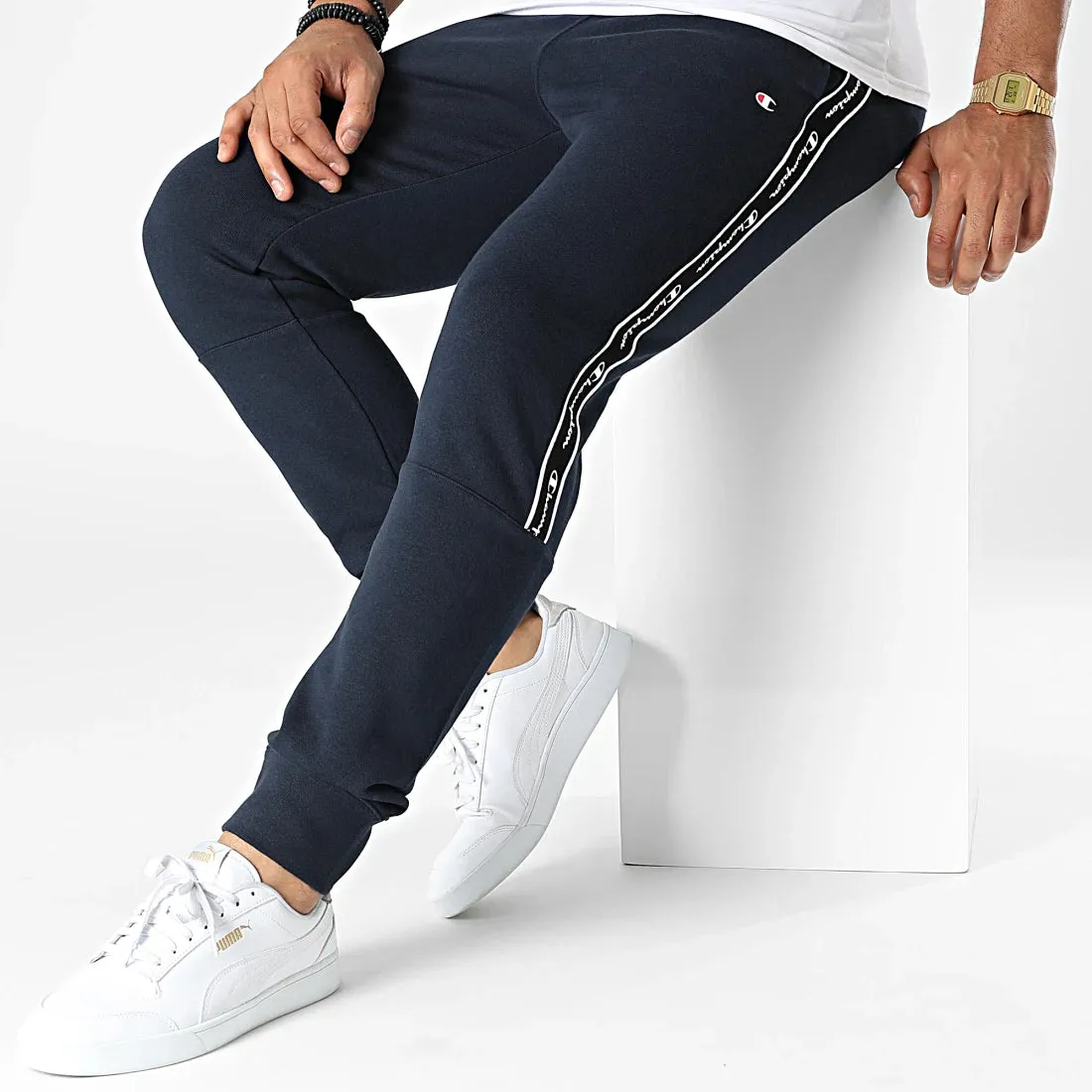 Champion Pantalón CHAMPION RIB CUFF PANTS Tape 217833F22 marino