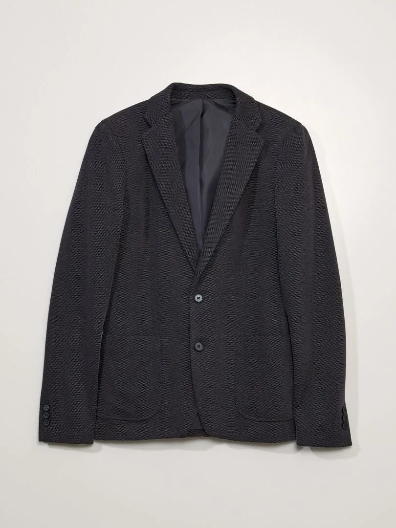 CHAQUETA DE TRAJE DE PUNTO DE PIQUé  GRIS