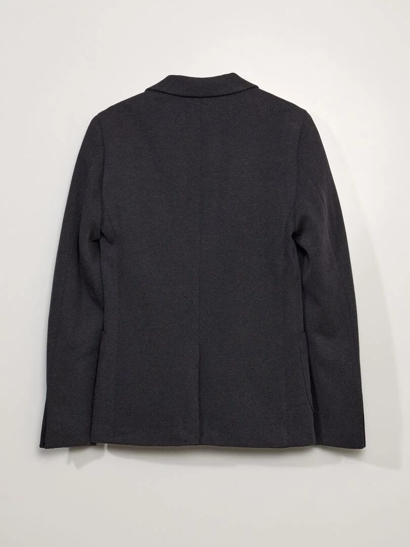 CHAQUETA DE TRAJE DE PUNTO DE PIQUé  GRIS