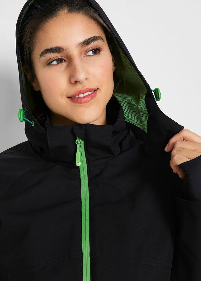 Chaqueta funcional impermeable con detalles reflectantes Negro
