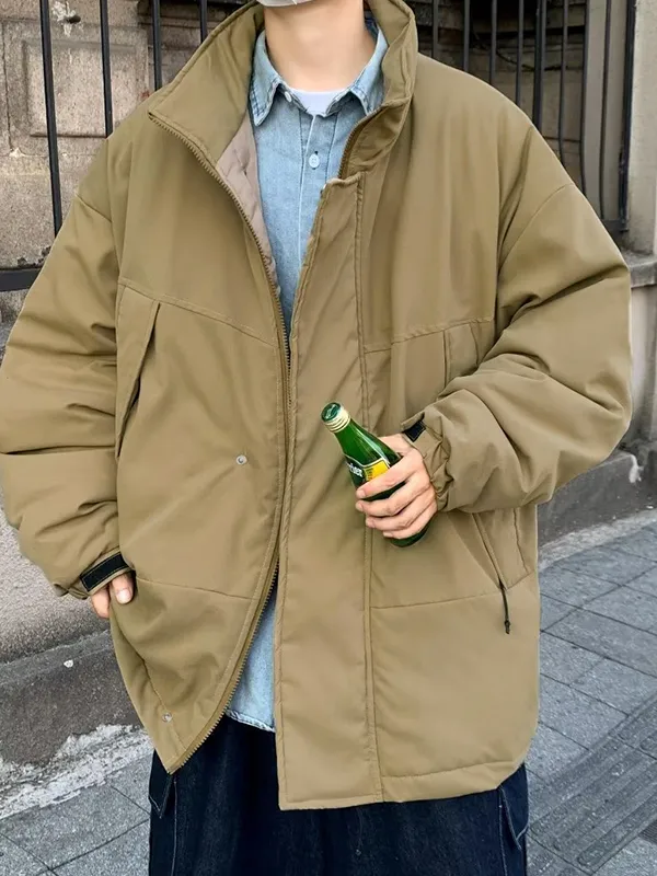 Chaqueta vintage con cremallera y cuello para hombre