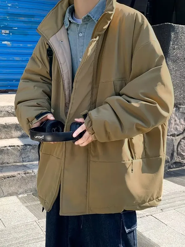 Chaqueta vintage con cremallera y cuello para hombre