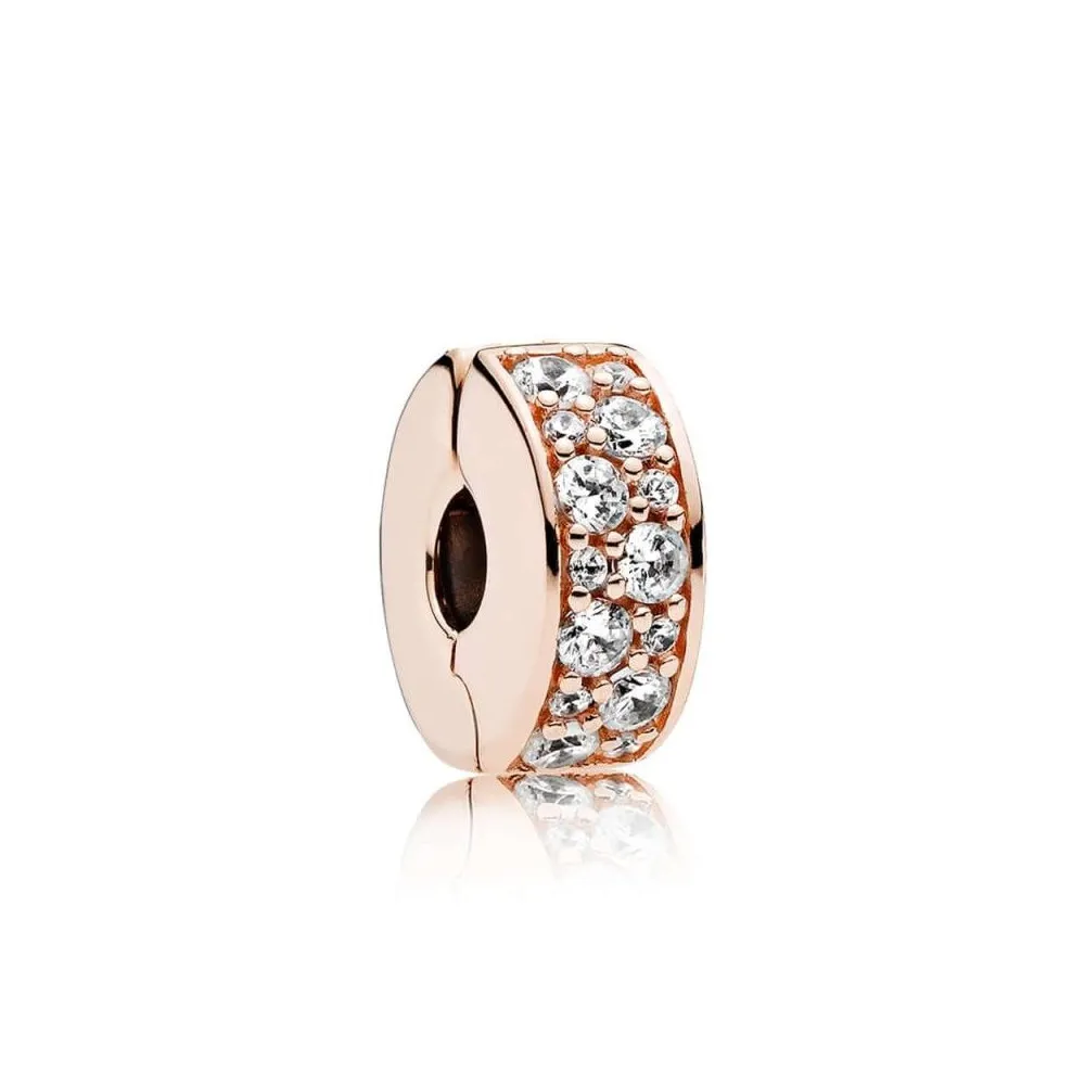 Clip Pandora de plata de ley ROSE con pavé de circonitas