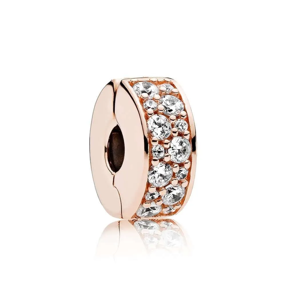 Clip Pandora de plata de ley ROSE con pavé de circonitas