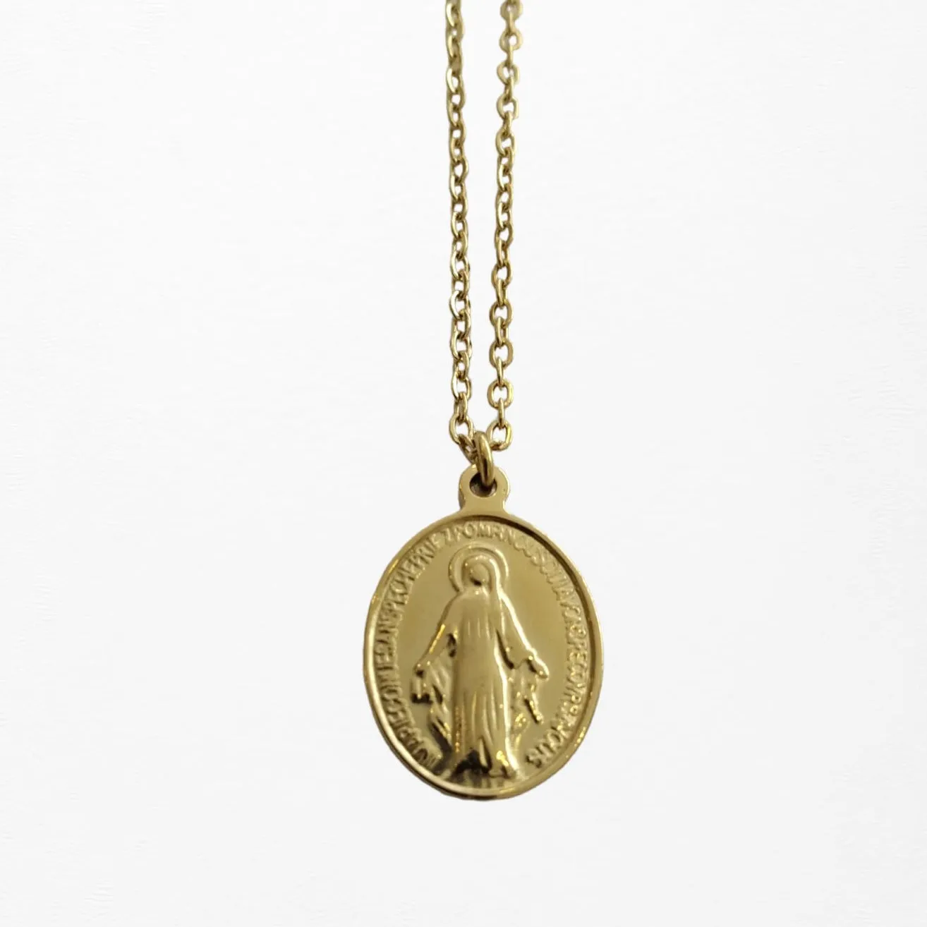 COLLAR ACERO VIRGEN DORADO