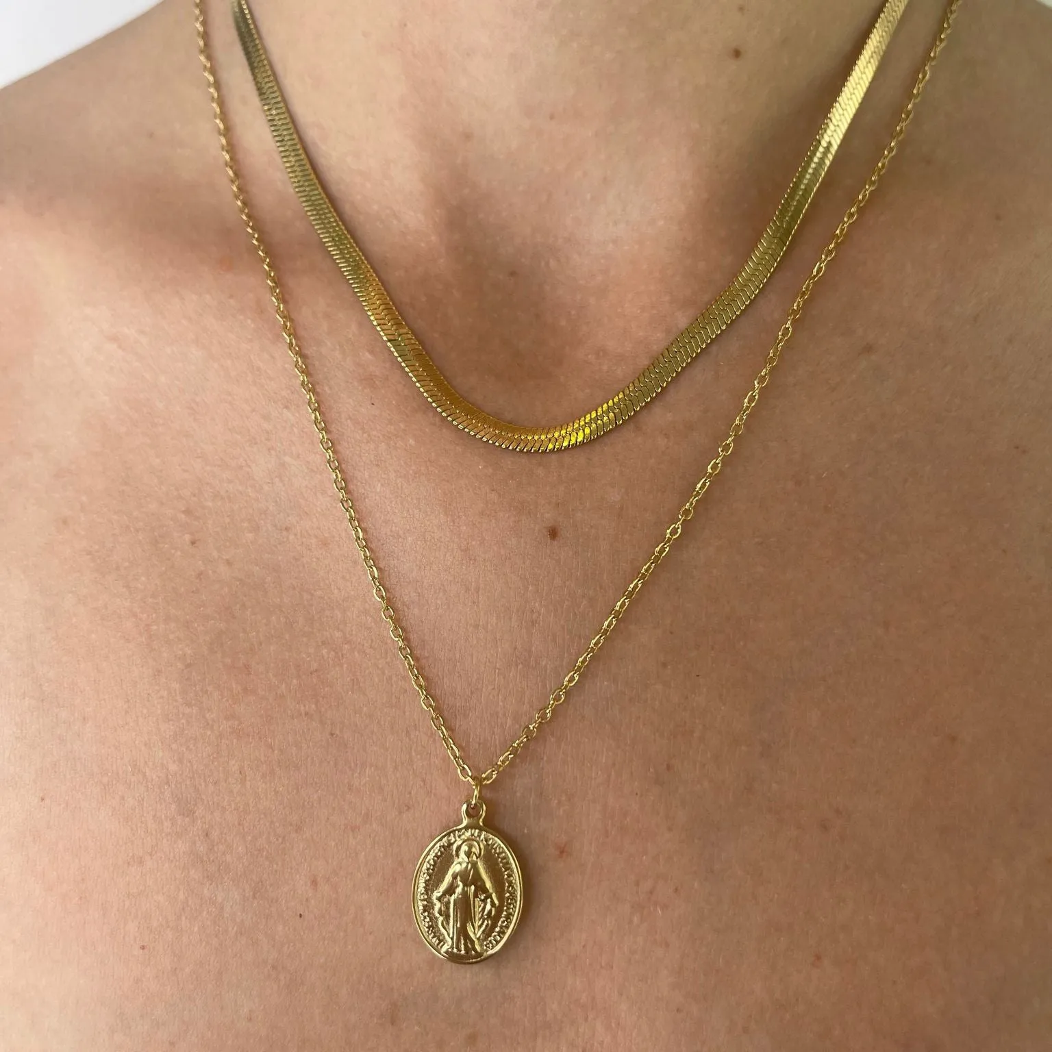 COLLAR ACERO VIRGEN DORADO