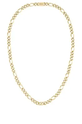 Collar dorado con cadena de estilo fígaro y eslabón de la marca