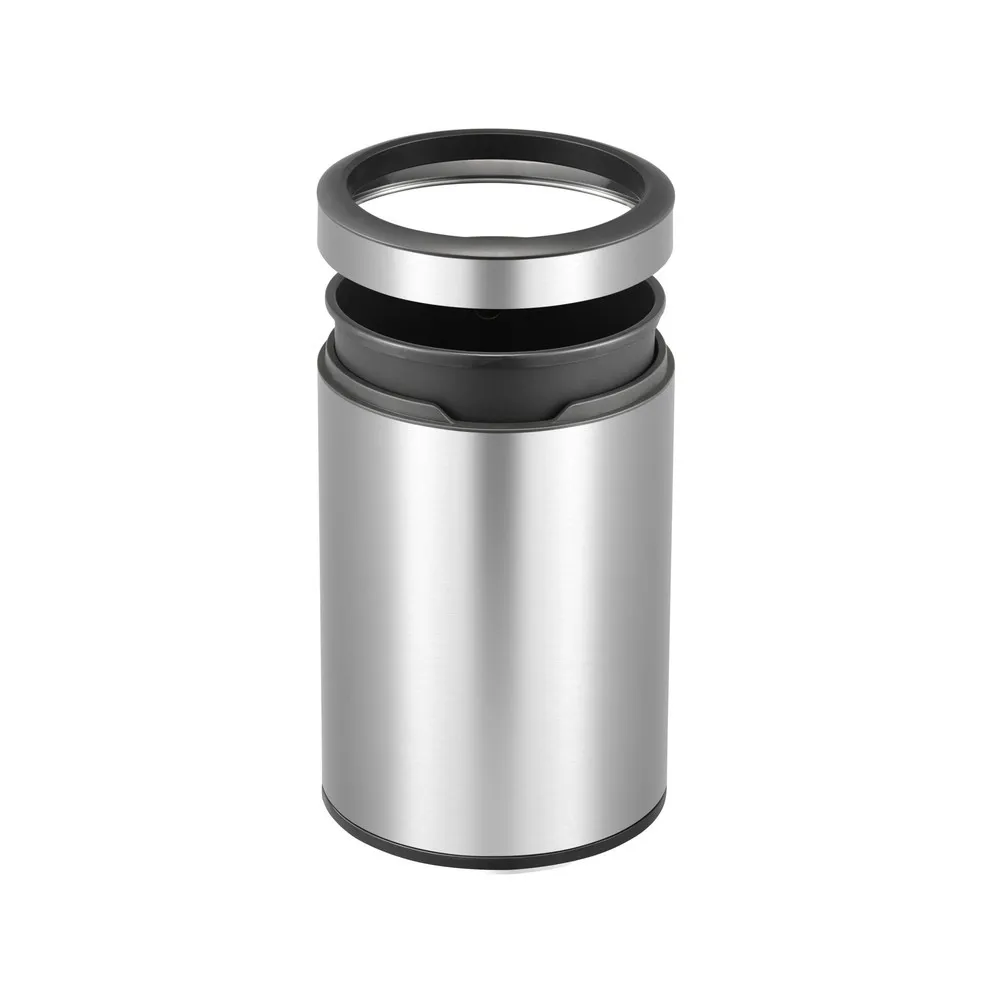 Cubo de residuos EKO redondo, 12 litros, acero inoxidable mate