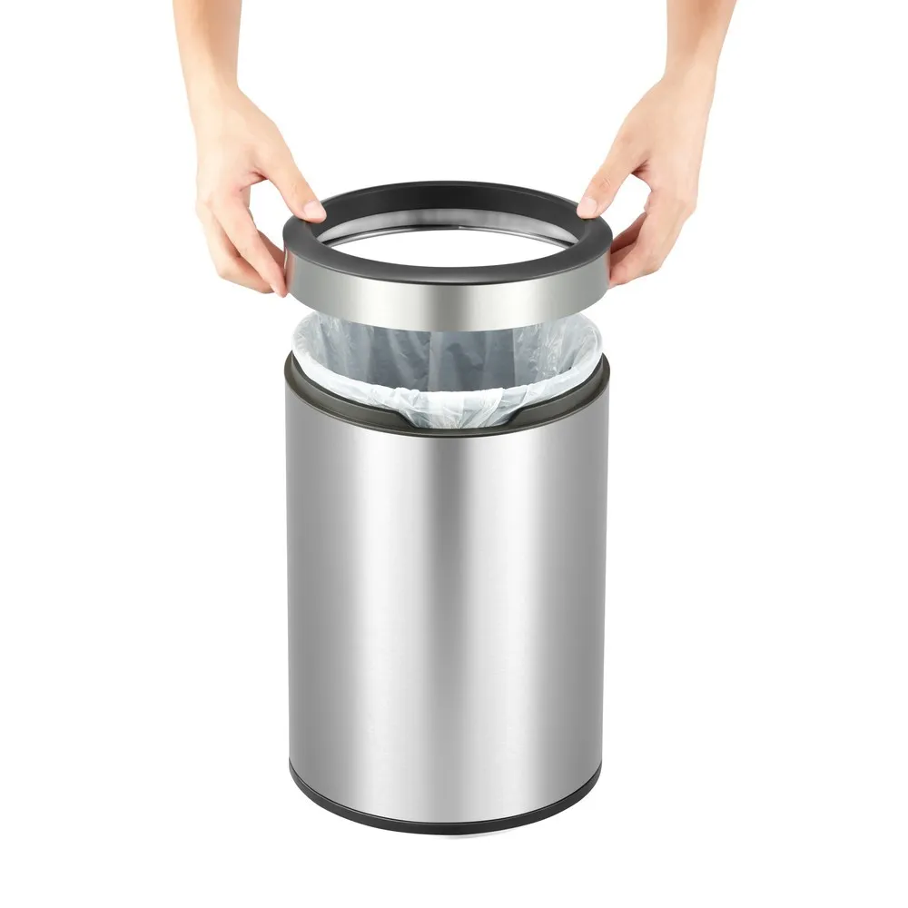 Cubo de residuos EKO redondo, 12 litros, acero inoxidable mate