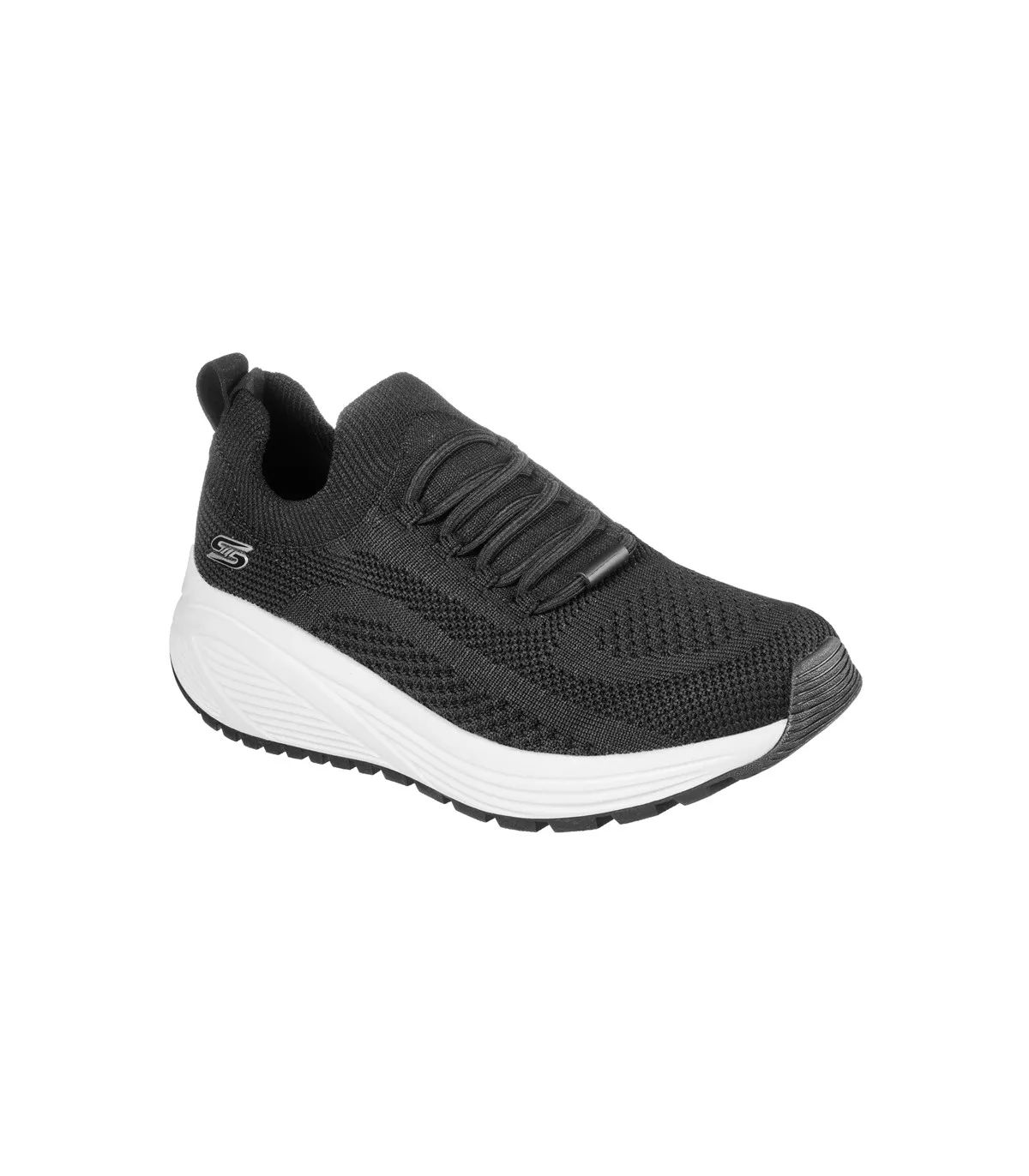 Deportivo negro de cuña, cordones elásticos
