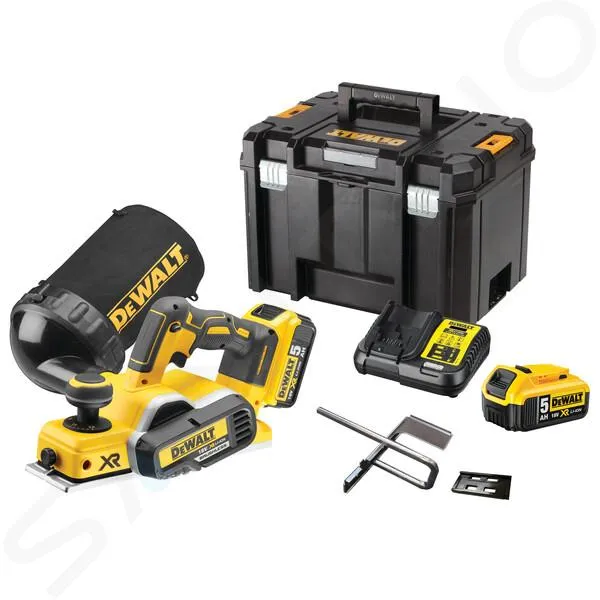 DEWALT HERRAMIENTAS  18V AKU CEPILLO 82 MM, 2X BATERíA 5,0 AH XR, CARGADOR DCP580P2