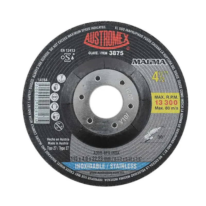 DISCO PARA DESBASTE Y CORTE INOX AUSTROMEX 3875 41/2 PULG