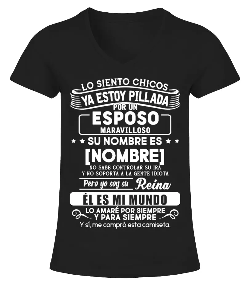 ES  SIENTO CHICOS ESPOSO CAMISETA CUELLO PICO MUJER