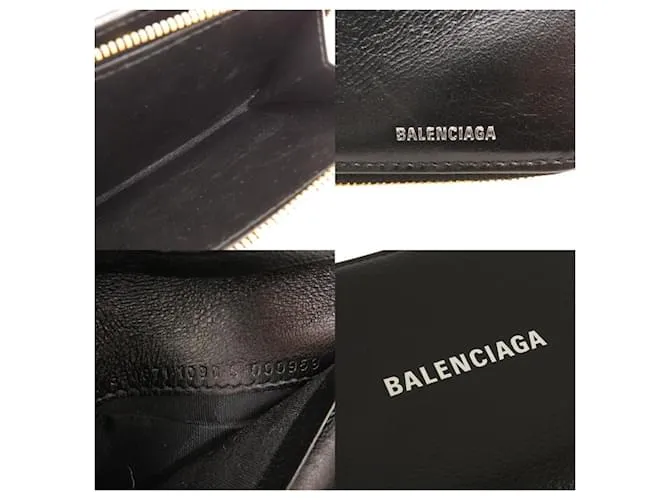Everyday Billetera de cuero plegable Balenciaga para mujeres Negro 