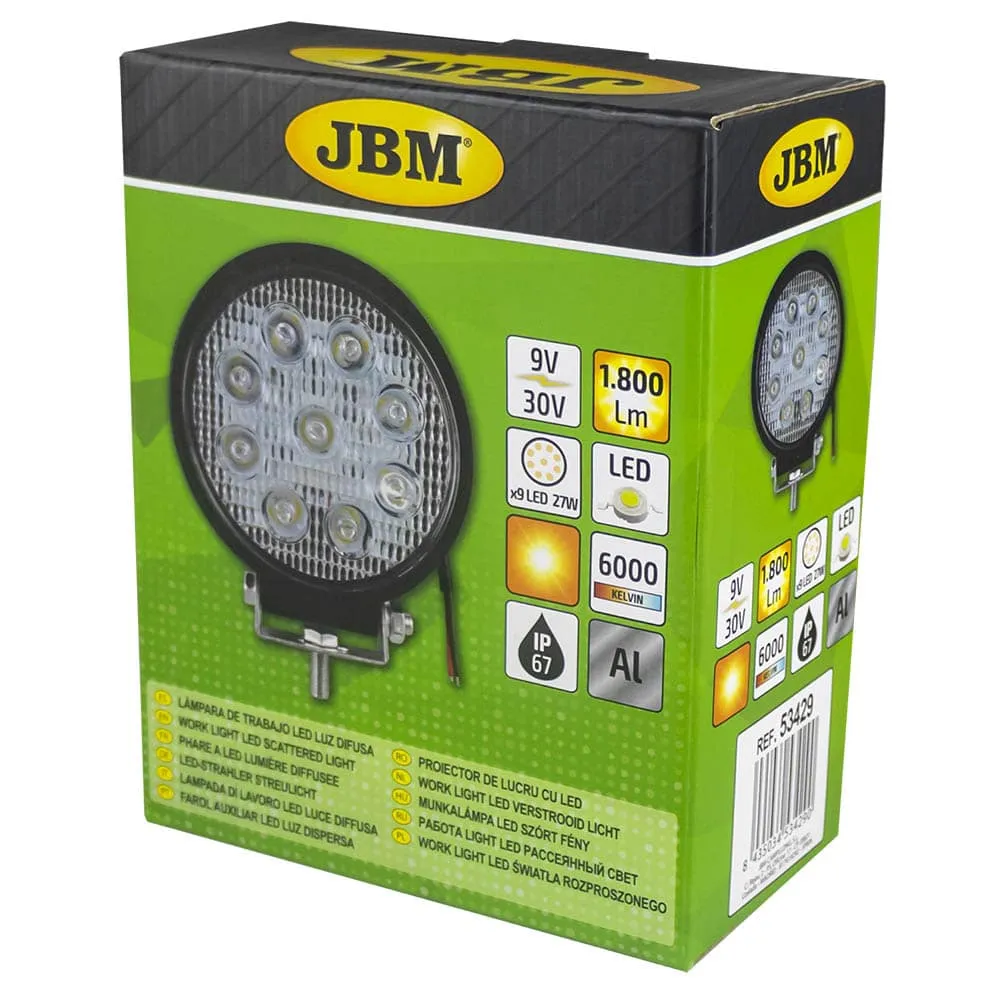 Faro de trabajo redondo led 1800 lm x9 led 27w