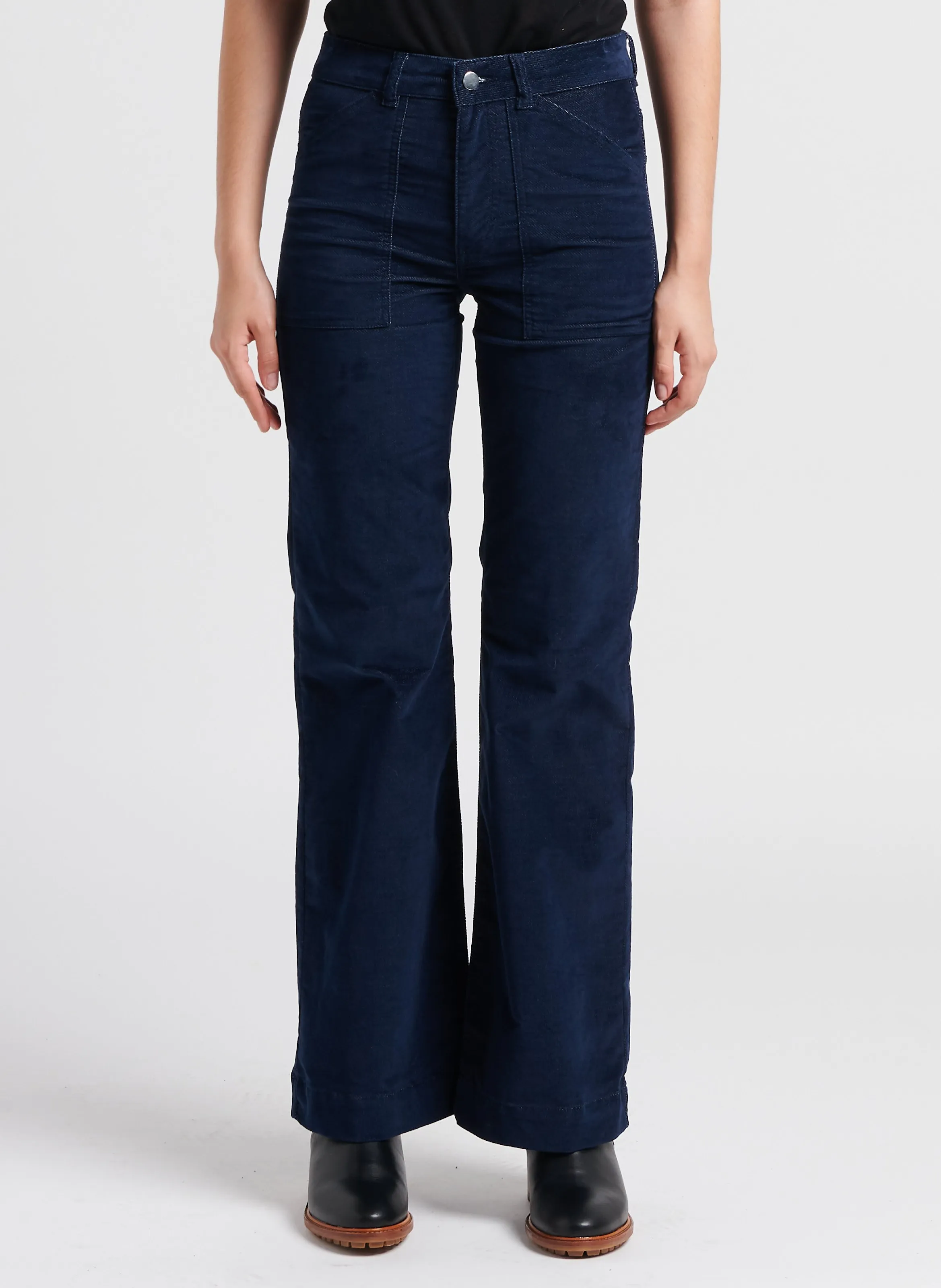 GATSBY  PANTALóN EVASé DE MEZCLA DE ALGODóN EN AZUL