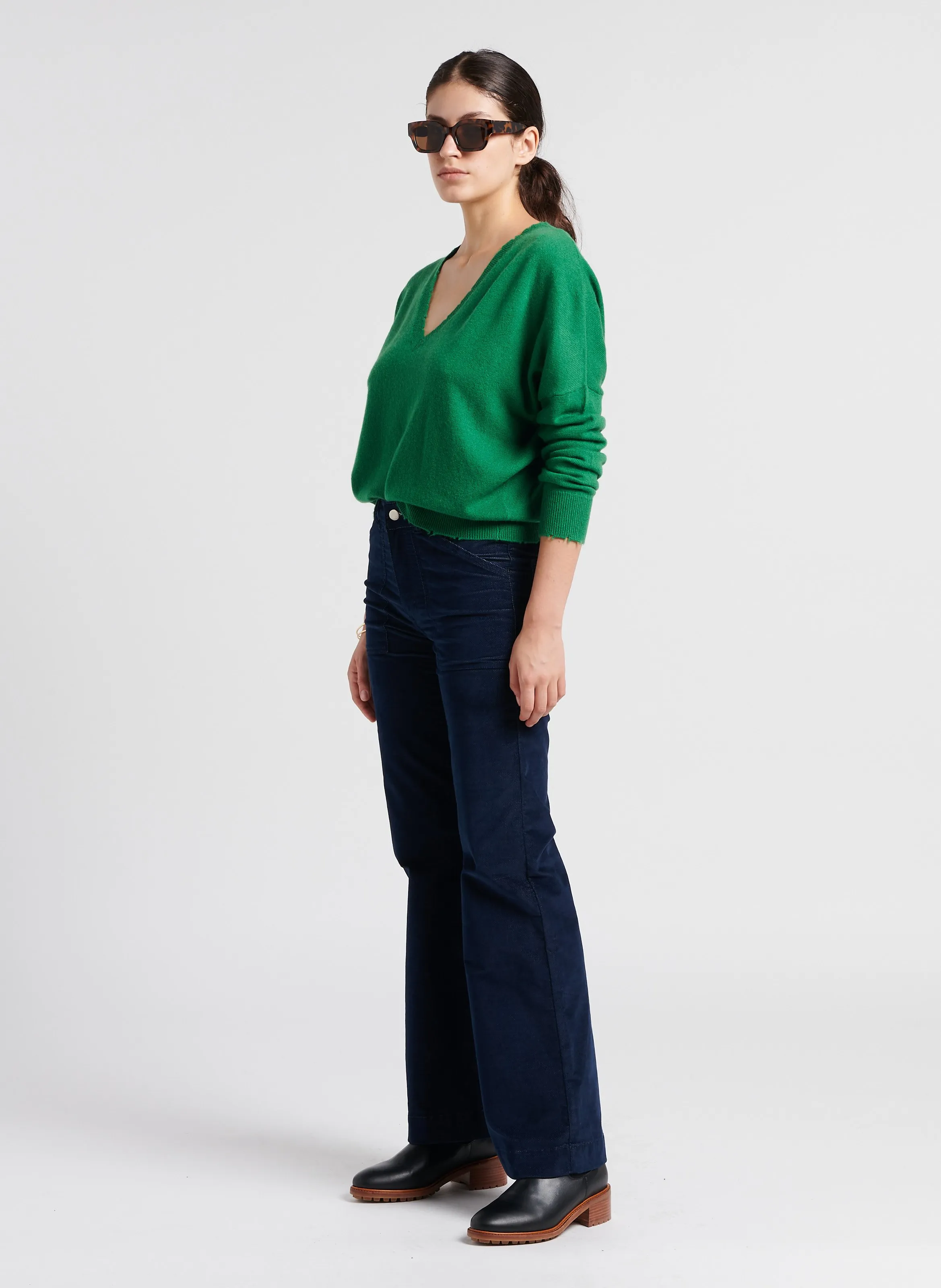 GATSBY  PANTALóN EVASé DE MEZCLA DE ALGODóN EN AZUL