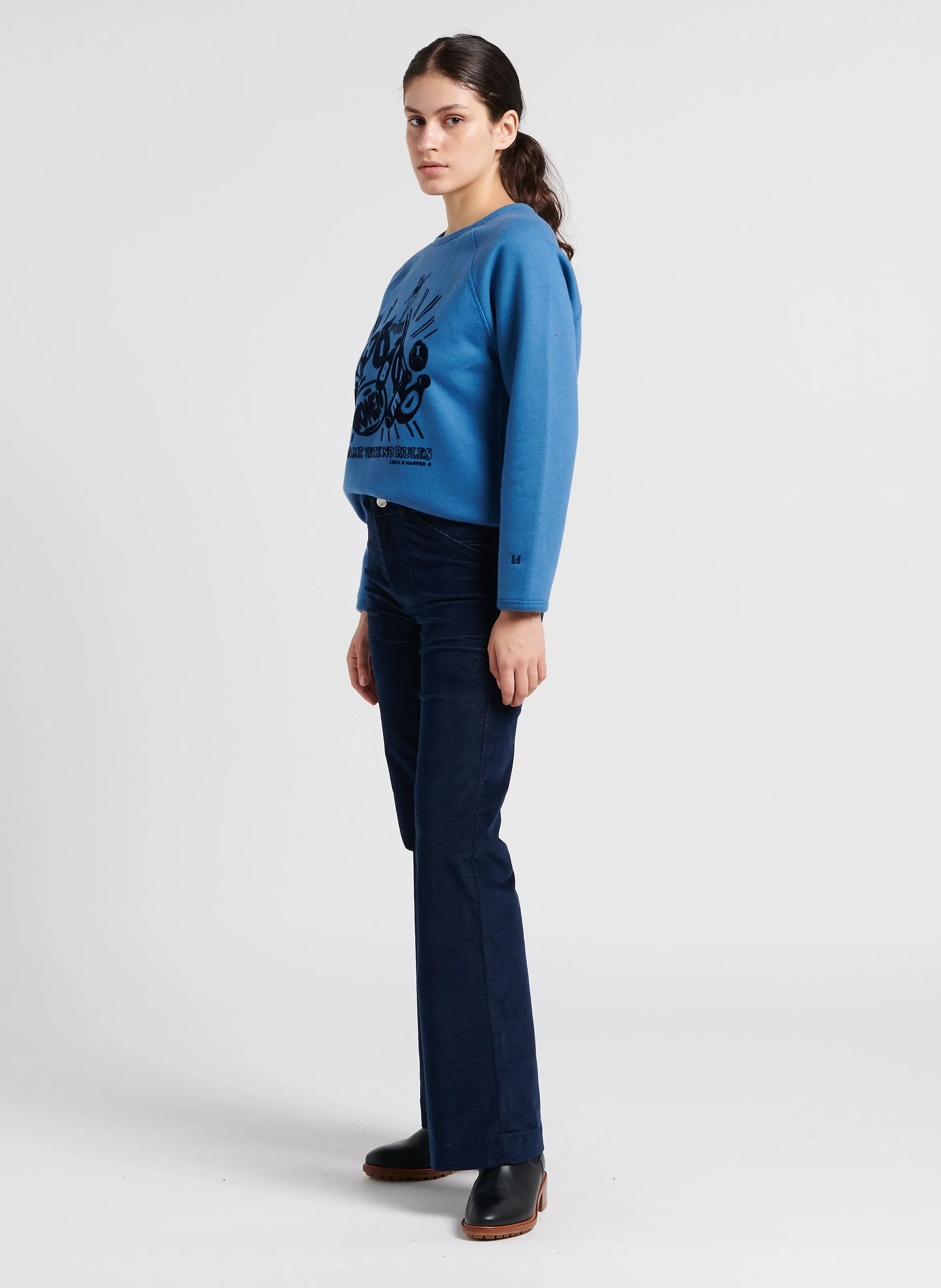 GATSBY  PANTALóN EVASé DE MEZCLA DE ALGODóN EN AZUL