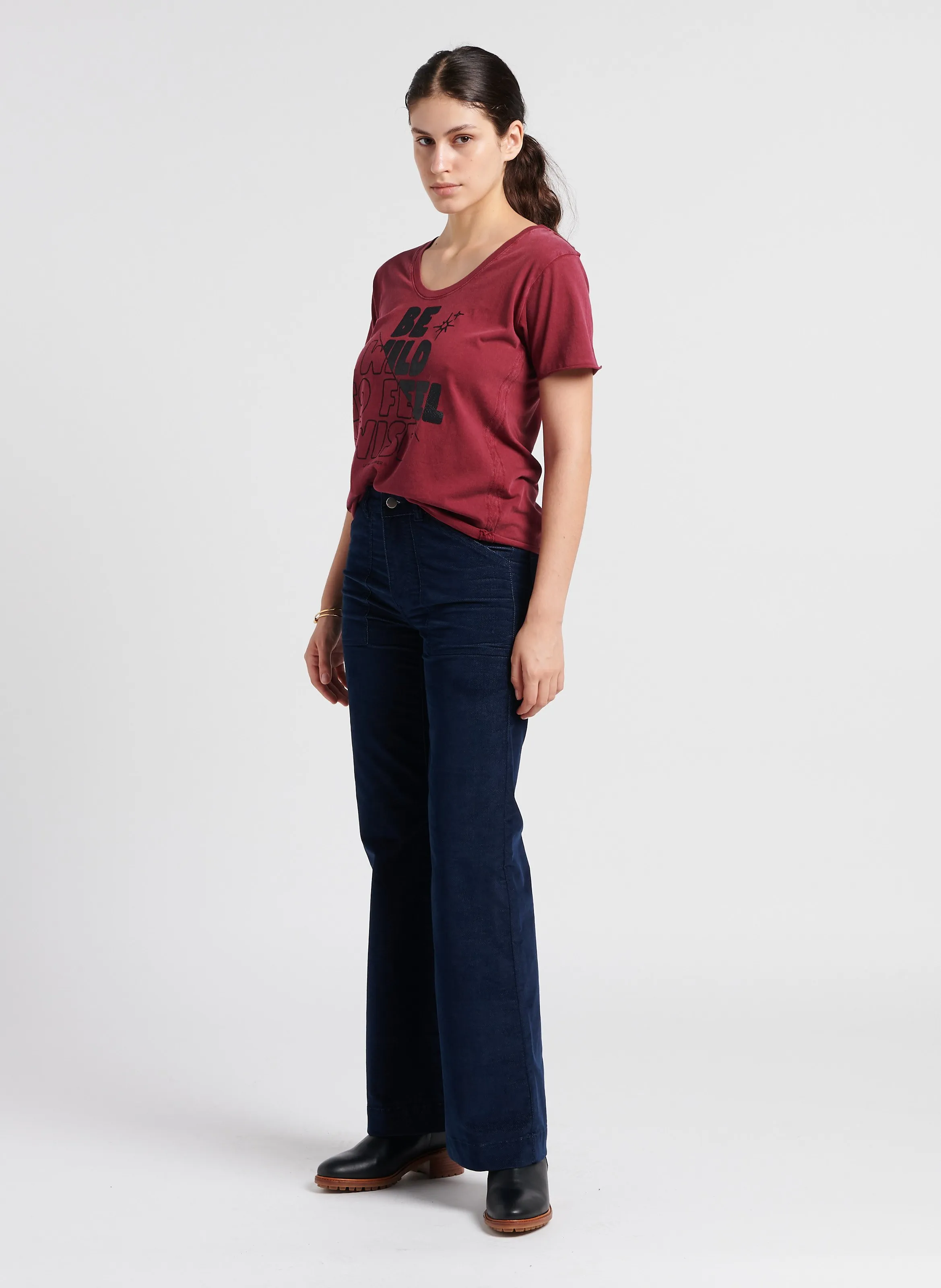 GATSBY  PANTALóN EVASé DE MEZCLA DE ALGODóN EN AZUL