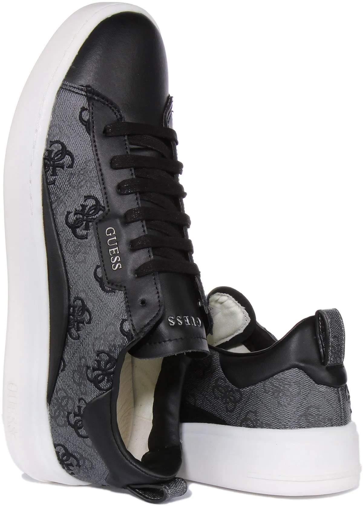 Guess Verona Zapatillas de deporte con cordones en piel sintética con logo 4G para hombre en carbón