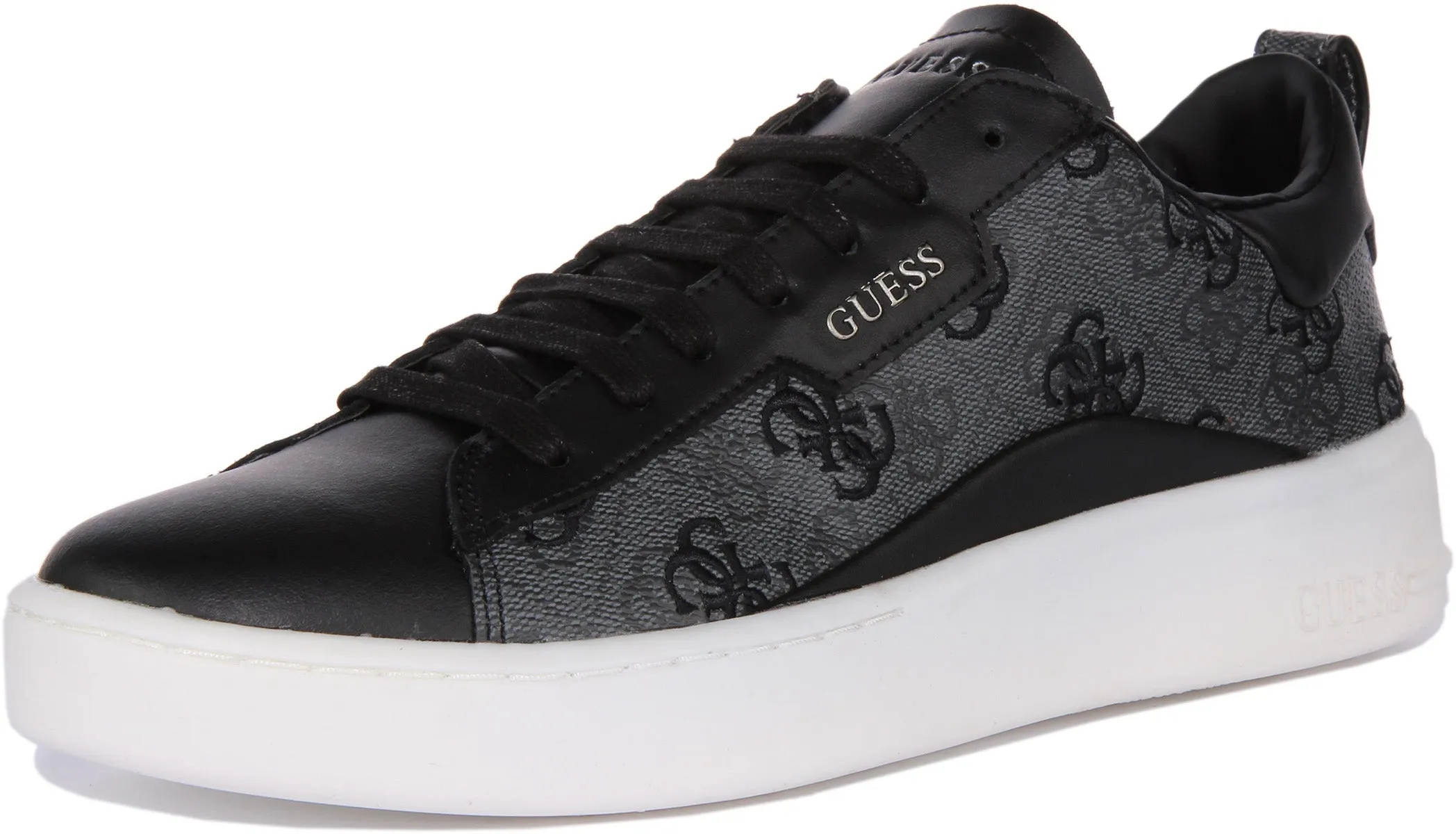 Guess Verona Zapatillas de deporte con cordones en piel sintética con logo 4G para hombre en carbón