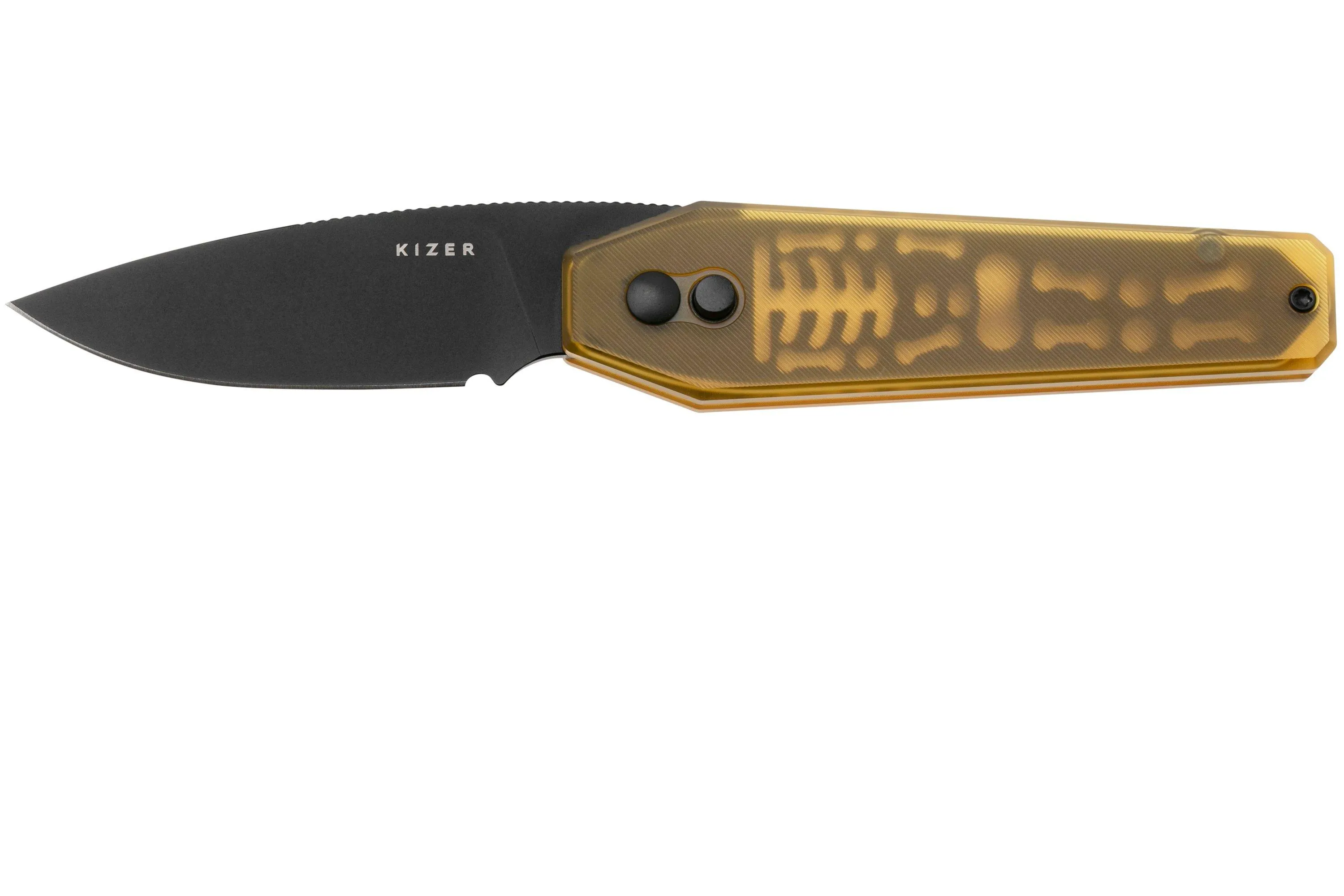 KIZER TOMB V3692A1, BLACK NITROV, YELLOW PEI NAVAJA, DISEñO DE BRADLEY DIAZ