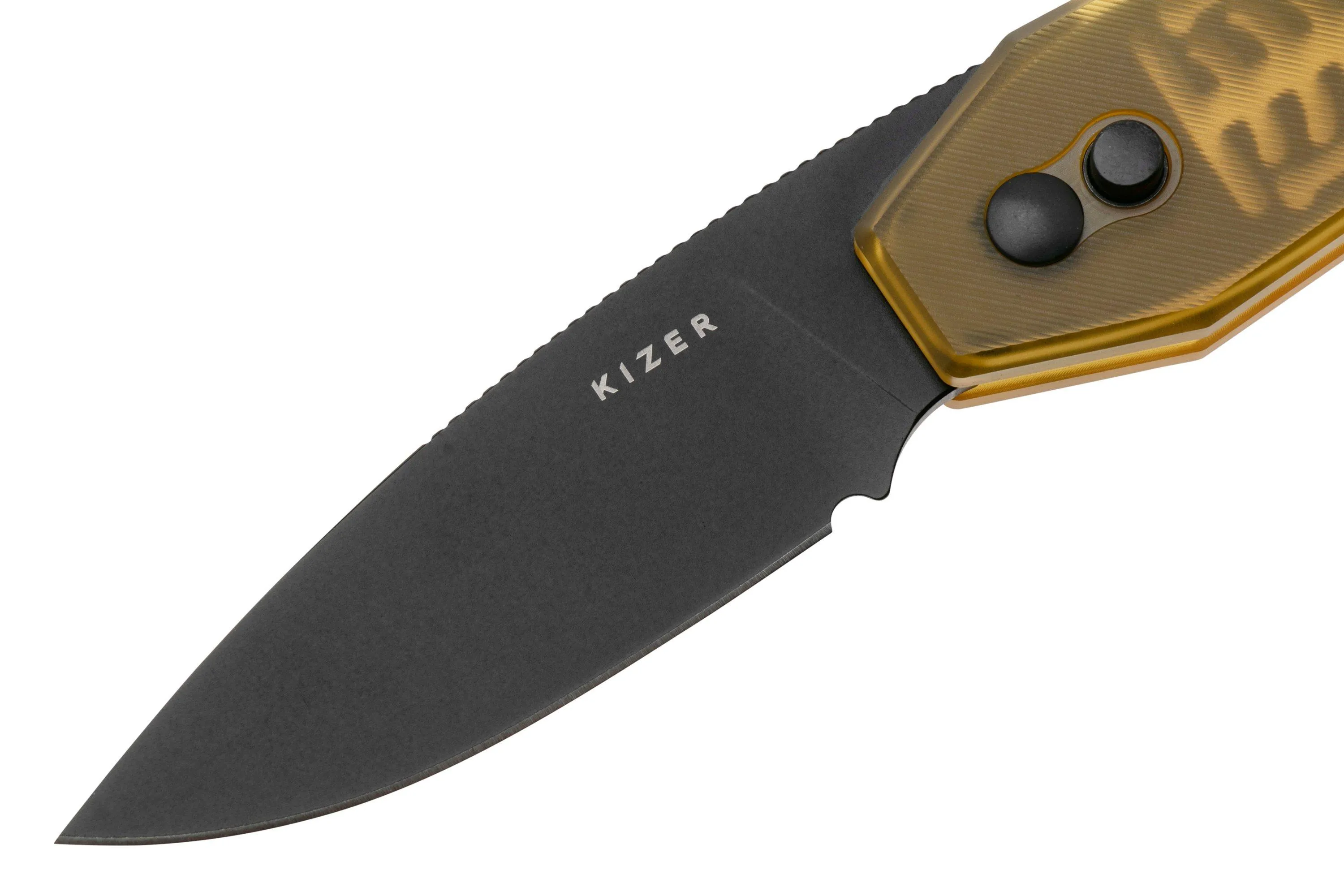 KIZER TOMB V3692A1, BLACK NITROV, YELLOW PEI NAVAJA, DISEñO DE BRADLEY DIAZ