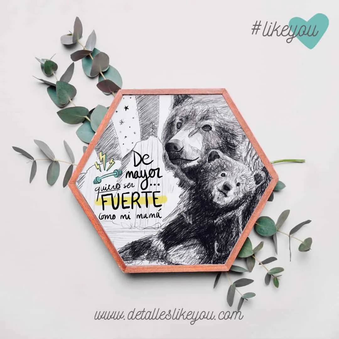 Lámina cuadrada Mamá Osa