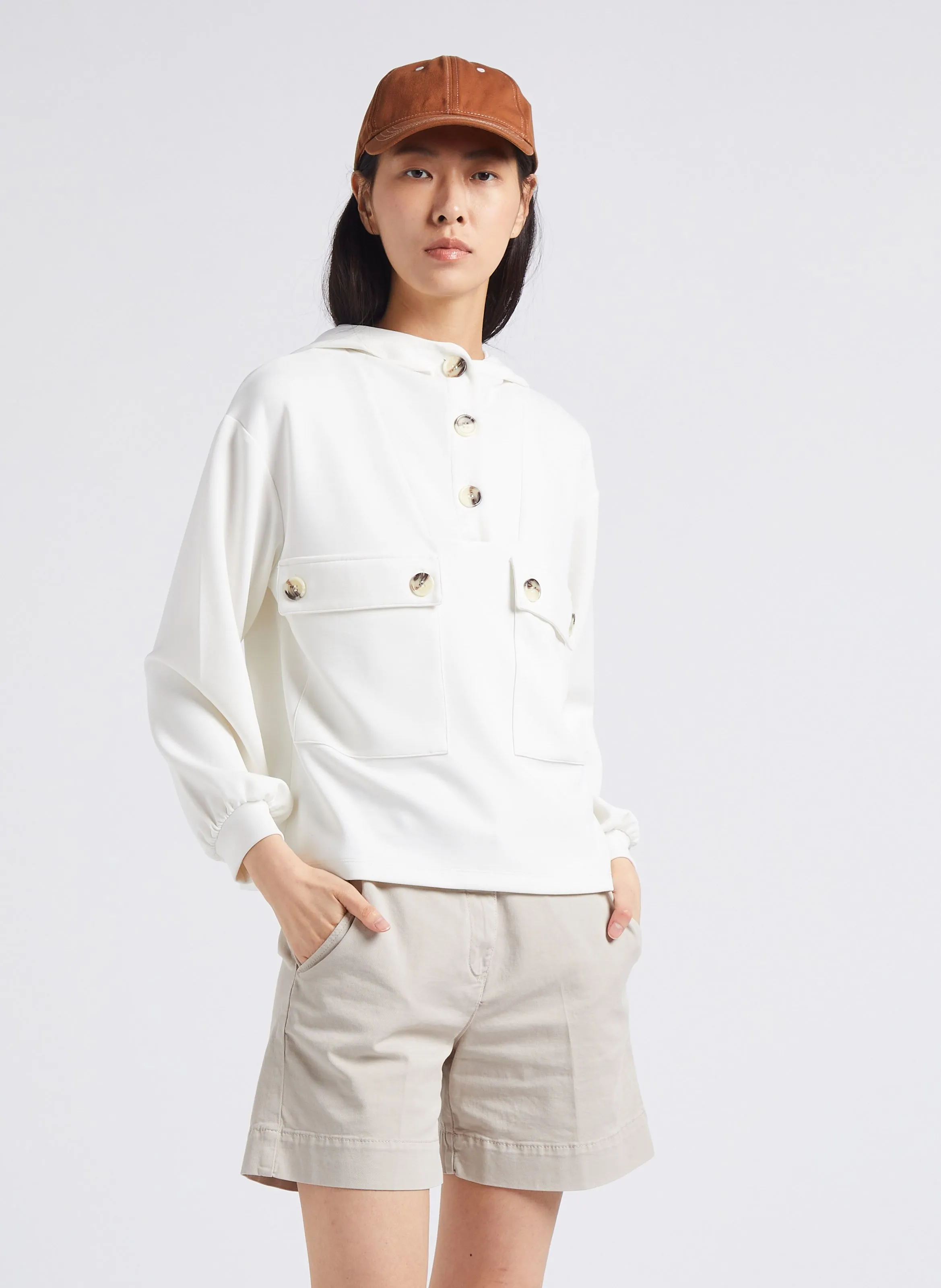 MAISON 123 CADIX  SUDADERA HOLGADA CON CAPUCHA EN BEIGE
