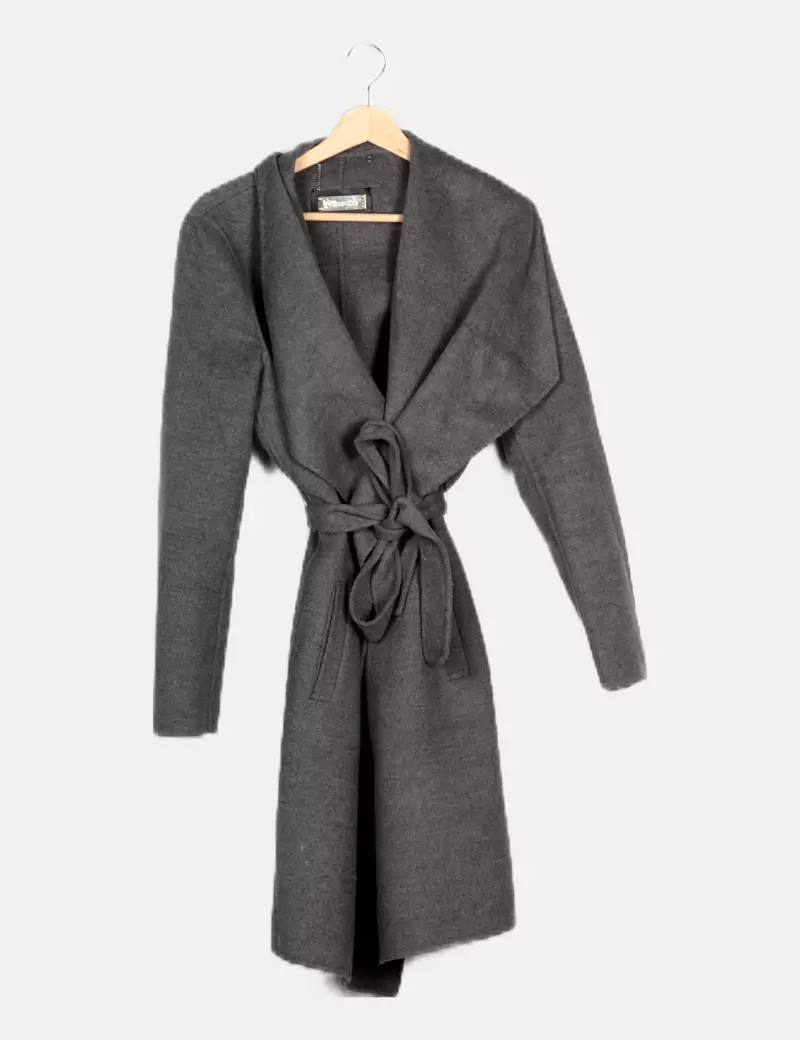 Massimo Dutti Abrigo largo gris de paño
