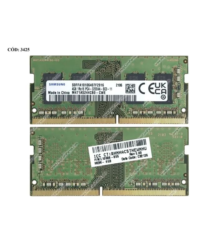 MEMORIA SAMSUNG 4GB DDR4 3200MHZ SODIMM NONECC 1.2V CL22 260PIN M471A5244CB0CWE L10598855