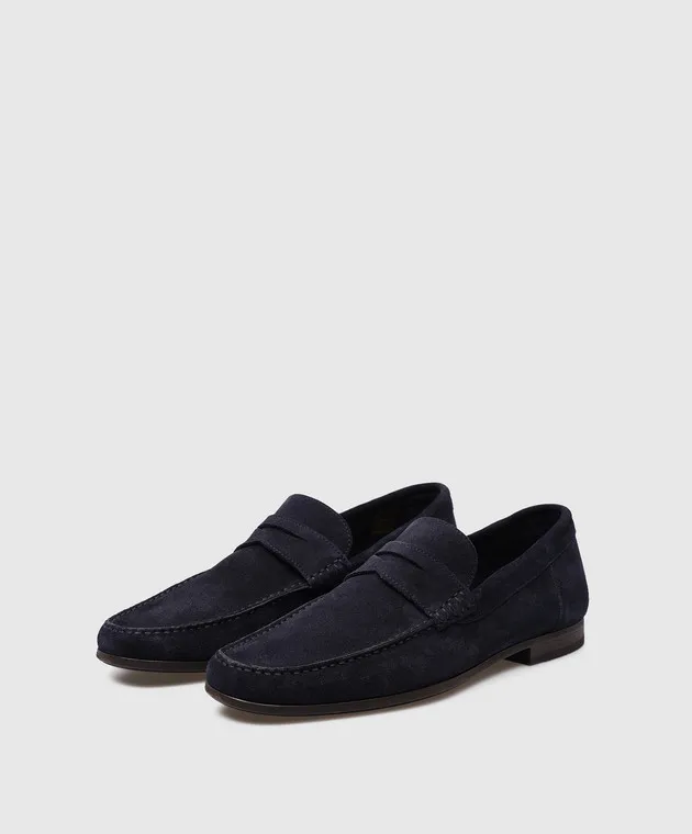 MooRER CESETTI blue suede loafers