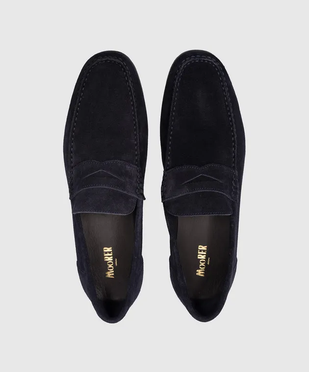 MooRER CESETTI blue suede loafers