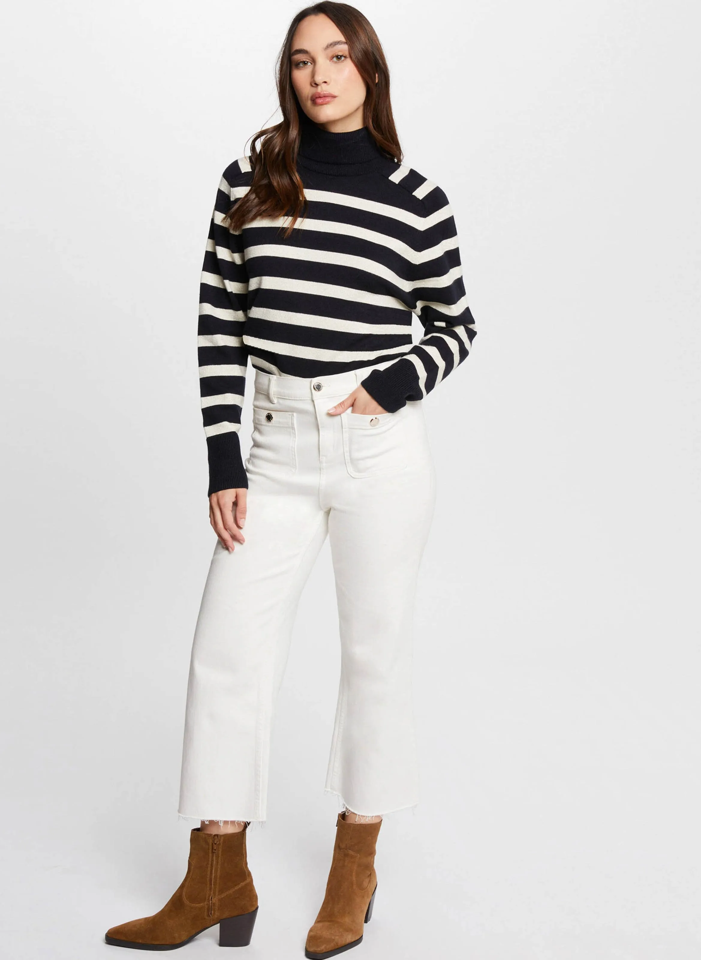 MORGAN MLAGON  JERSEY RECTO CON CUELLO VUELTO EN AZUL