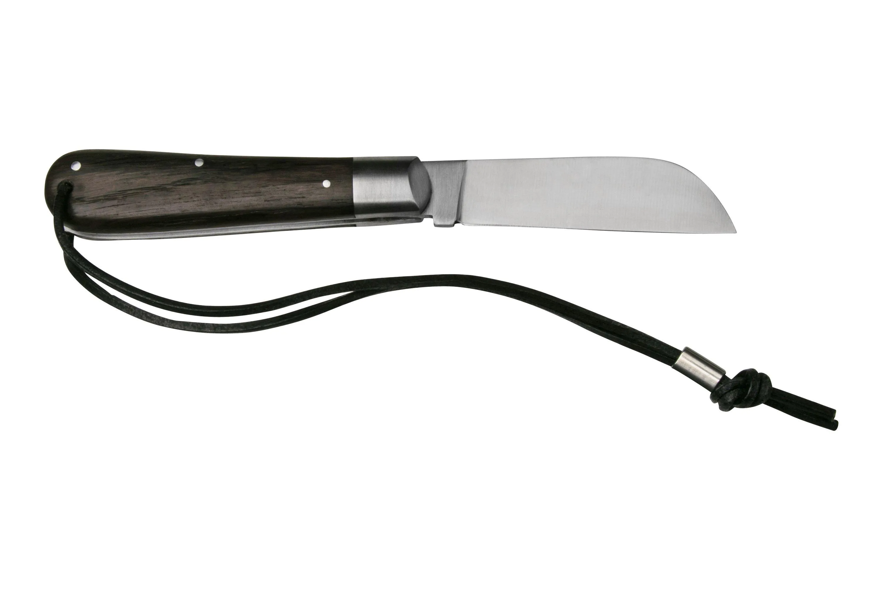 Otter Anchor Knife 172 LB Large Carbon, Smoked Oak, Stainless Anchor, Leather Strap, navaja