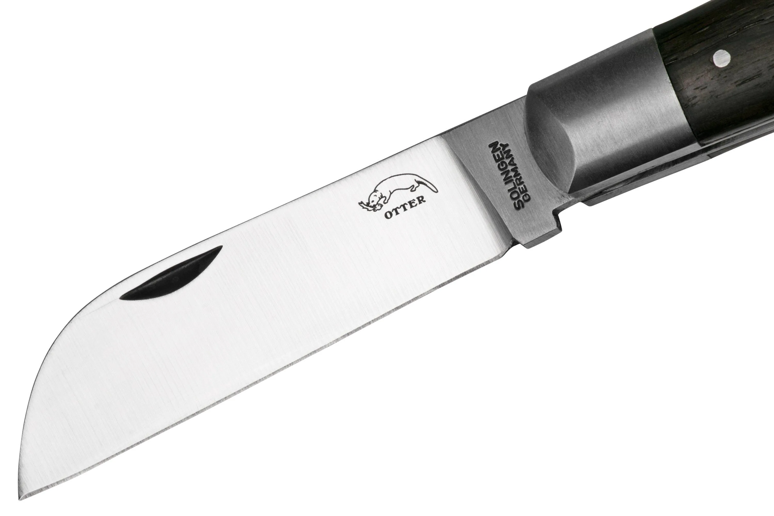 Otter Anchor Knife 172 LB Large Carbon, Smoked Oak, Stainless Anchor, Leather Strap, navaja