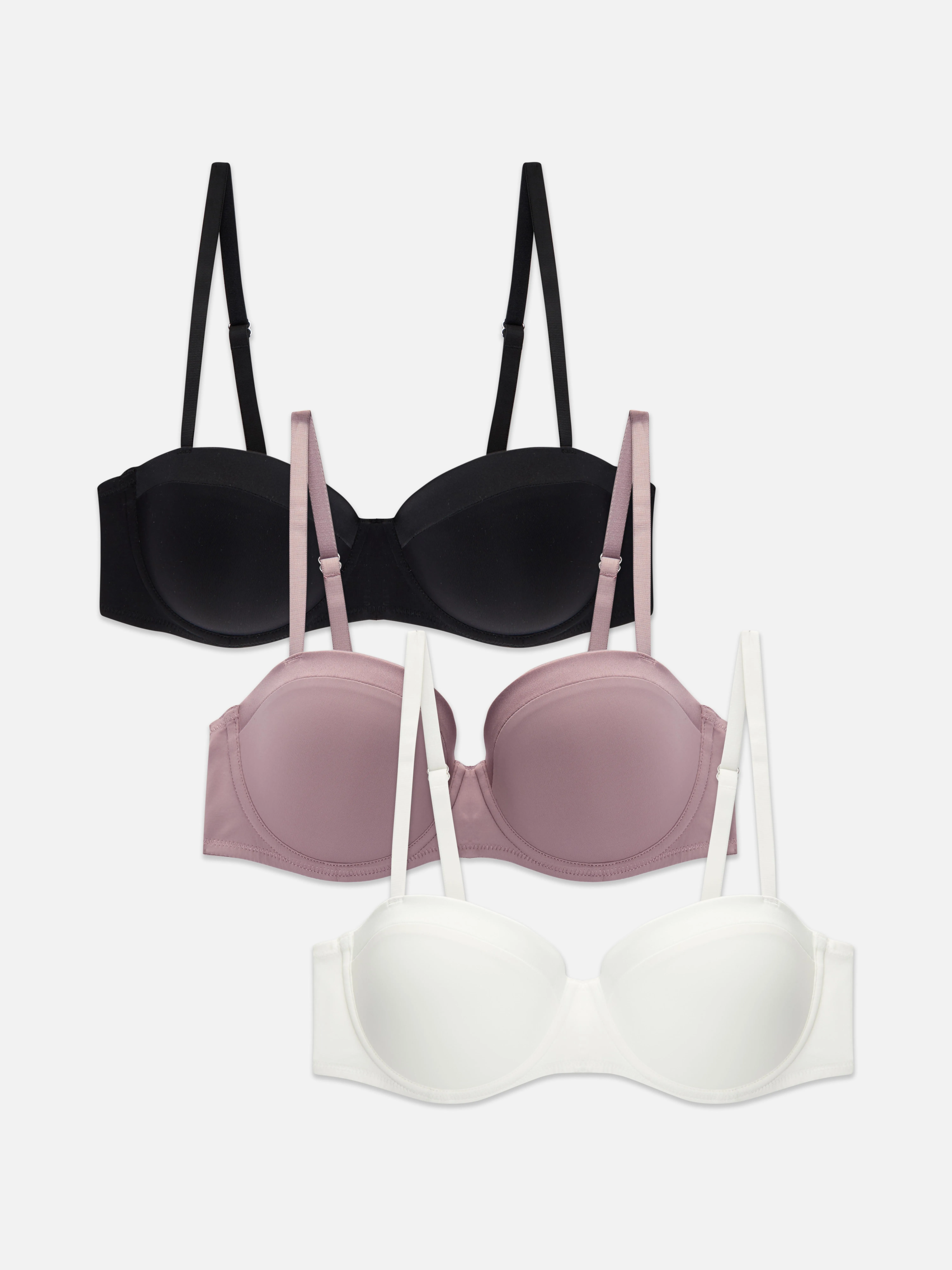 Pack de 3 sujetadores balconette con ribete de satén