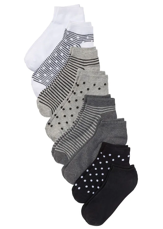 PACK DE 8 PARES DE CALCETINES DEPORTIVOS NEGROGRISBLANCO