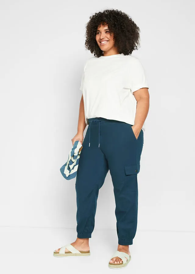 Pantalón cargo con lino Azul marino