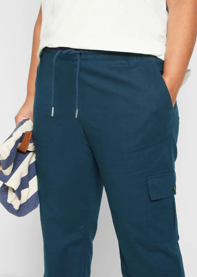 Pantalón cargo con lino Azul marino