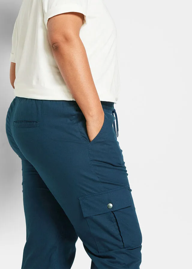 Pantalón cargo con lino Azul marino