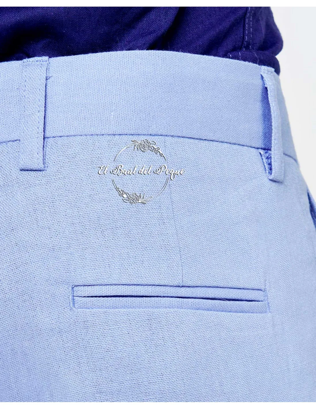 Pantalón Chino Pinzas Lino Ceremonia Celeste Spagnolo