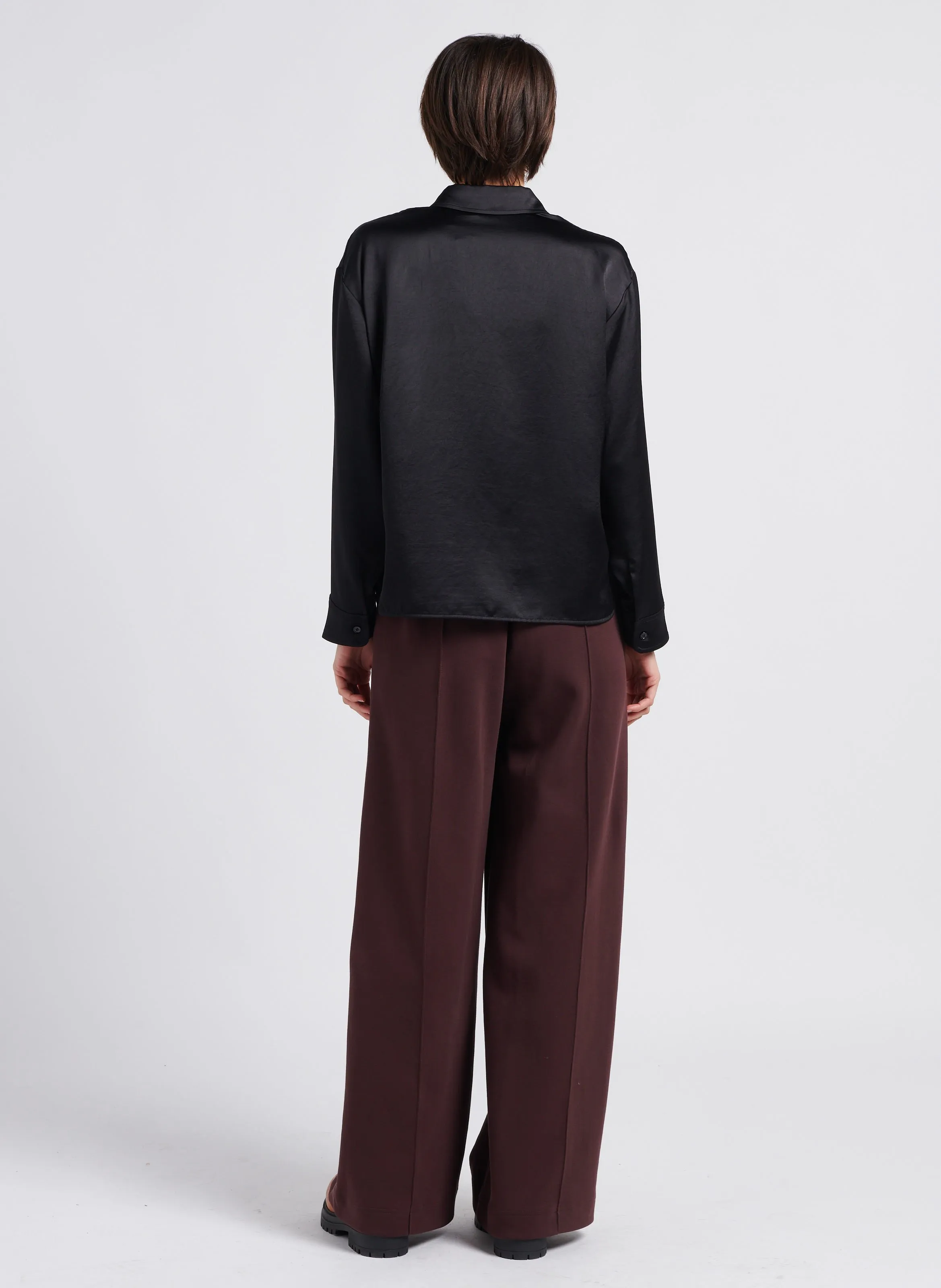 Pantalón de jogging ancho de mezcla de algodón en marron