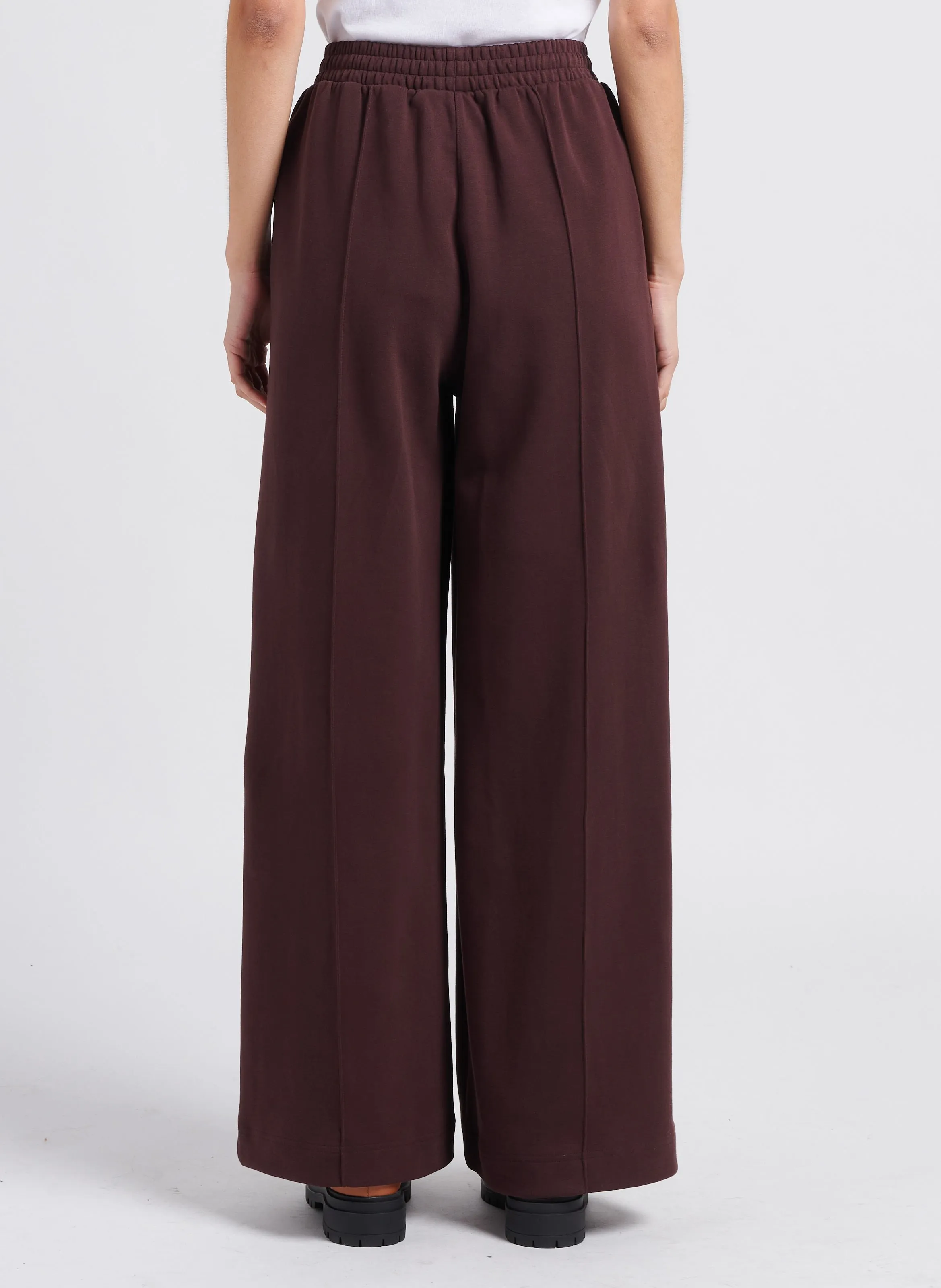 Pantalón de jogging ancho de mezcla de algodón en marron