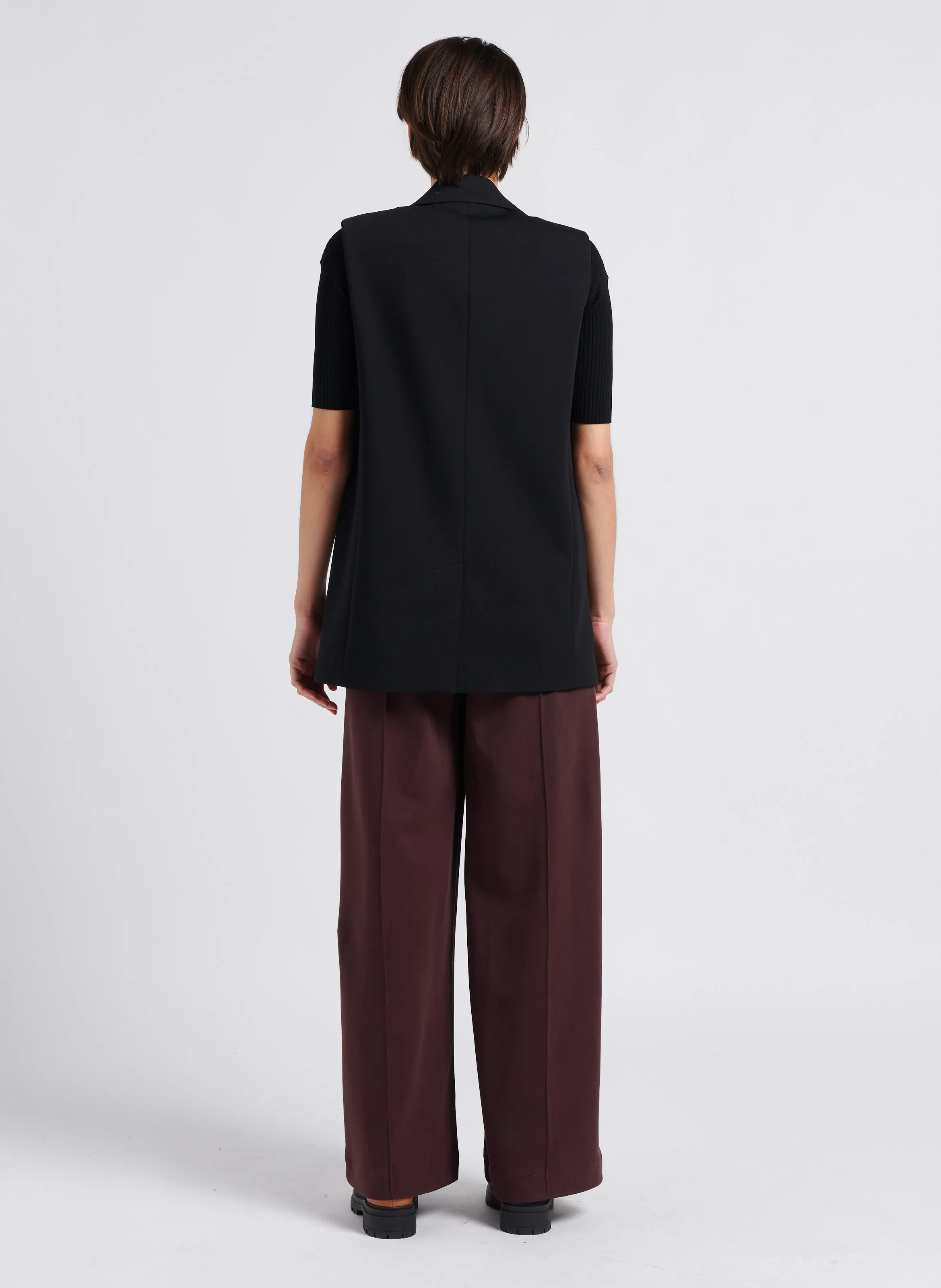Pantalón de jogging ancho de mezcla de algodón en marron