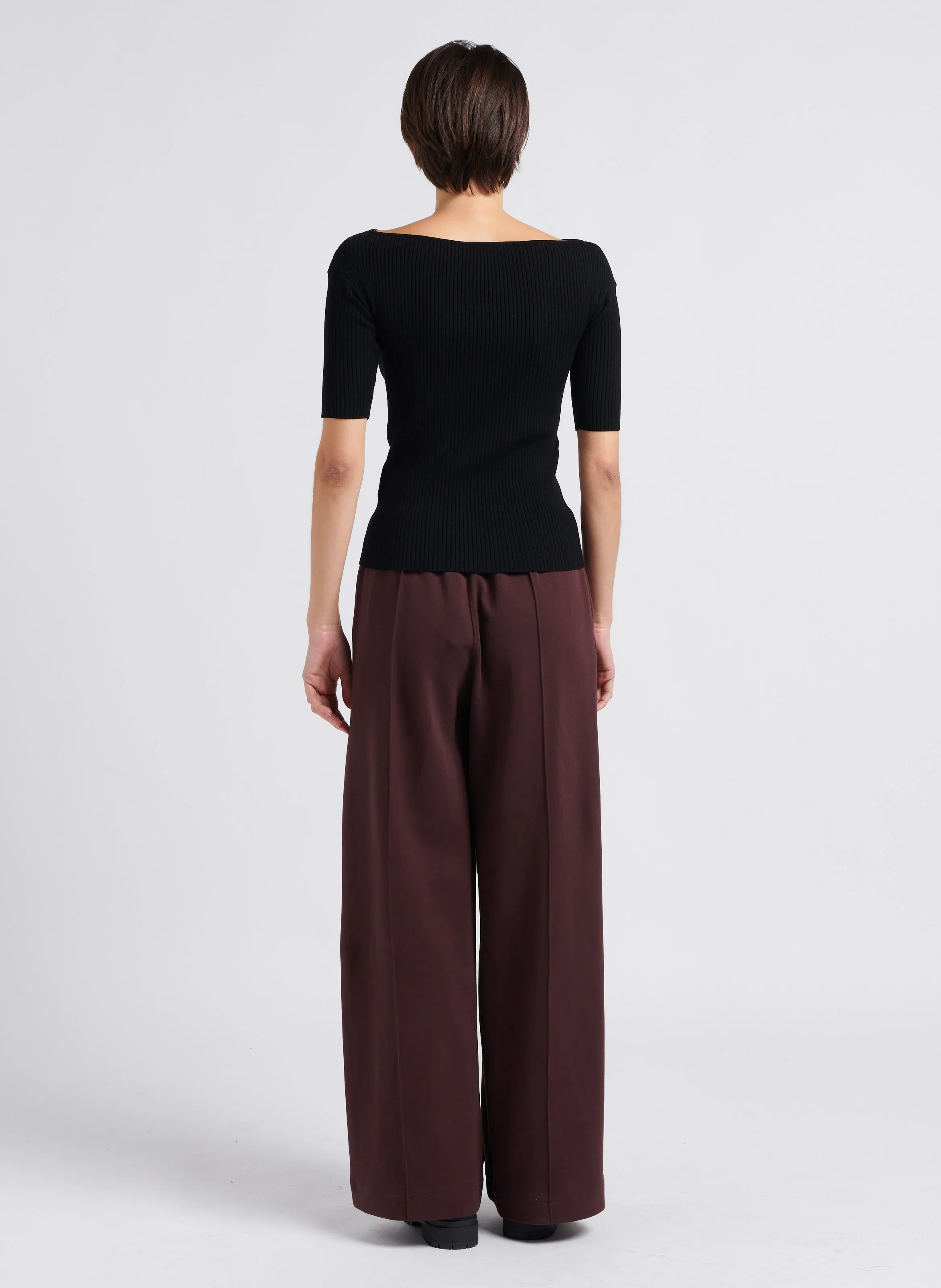 Pantalón de jogging ancho de mezcla de algodón en marron