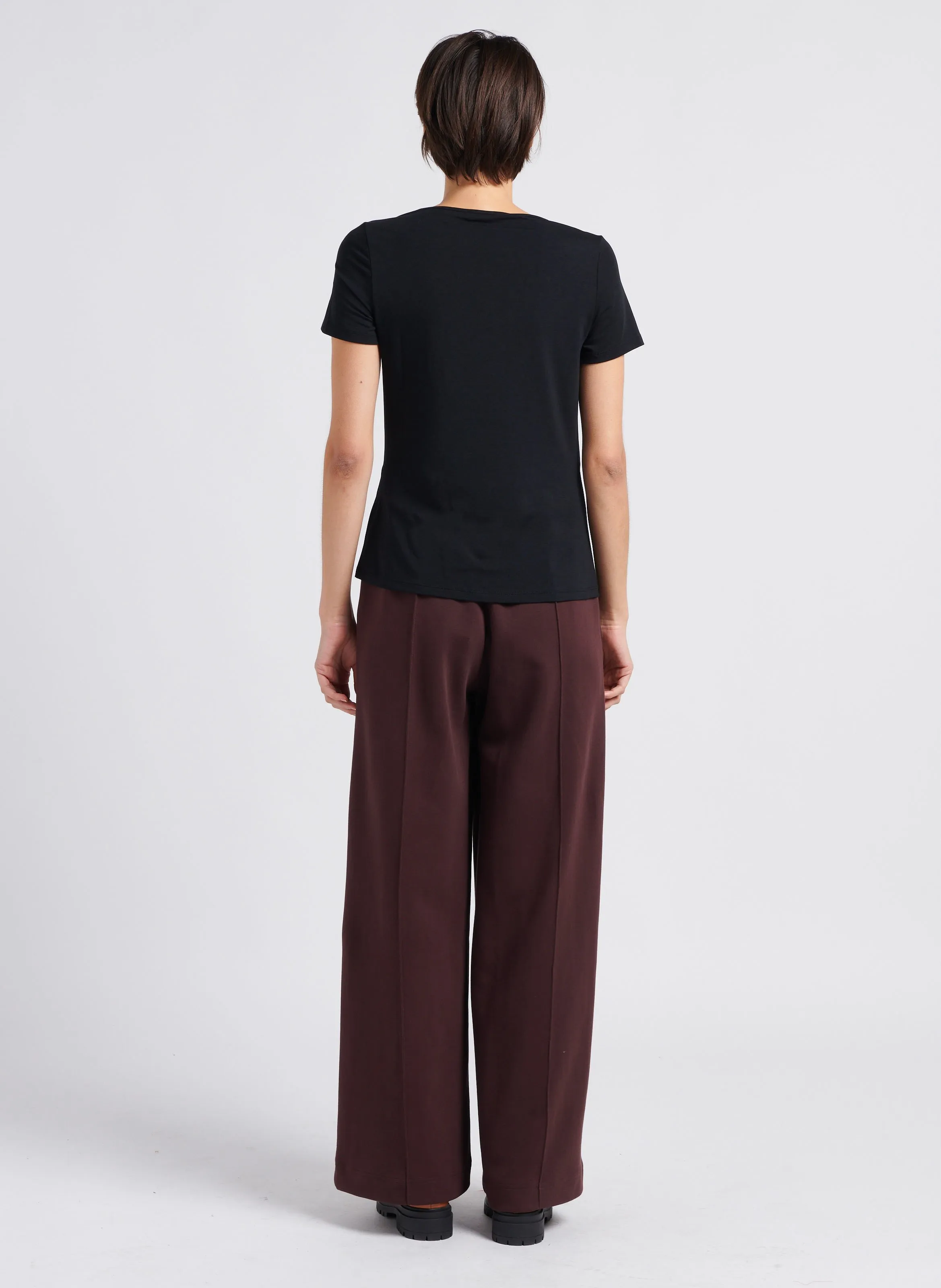 Pantalón de jogging ancho de mezcla de algodón en marron