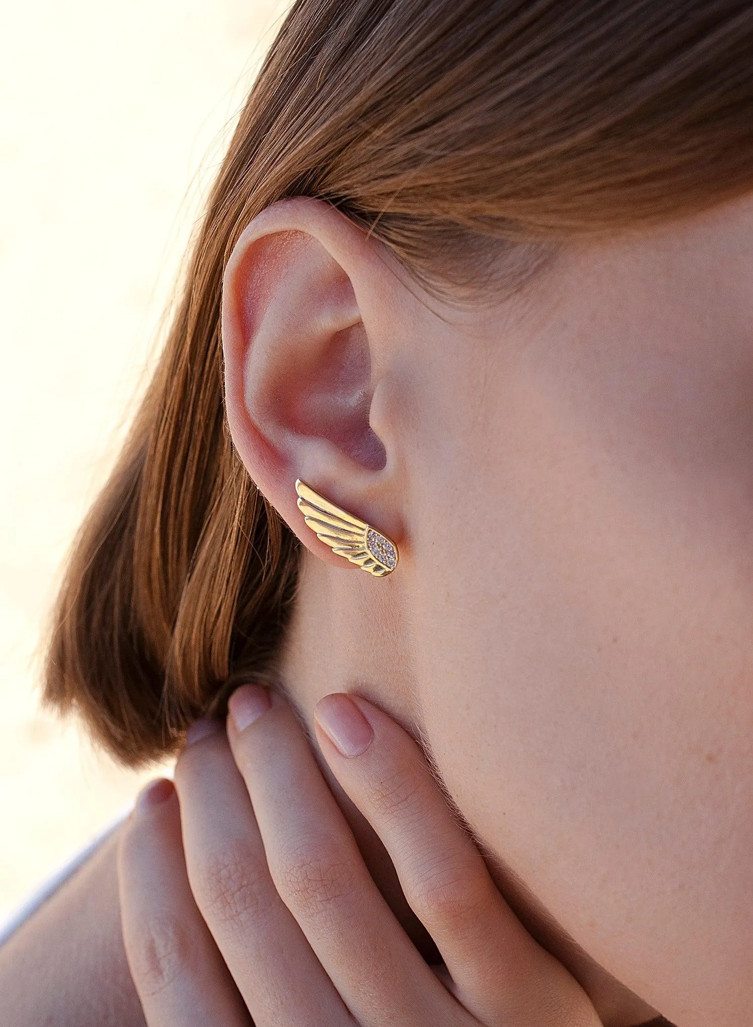 Pendientes originales diseo de ala con circonitas